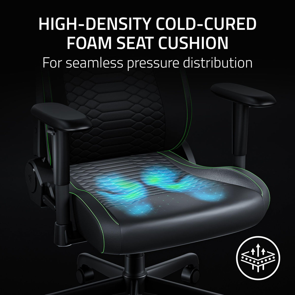 Razer Iskur V2 X Gaming Chair - Ergonomic Lumbar Support, CoolTouch EPU Leather, 152° Recline, Black/Green