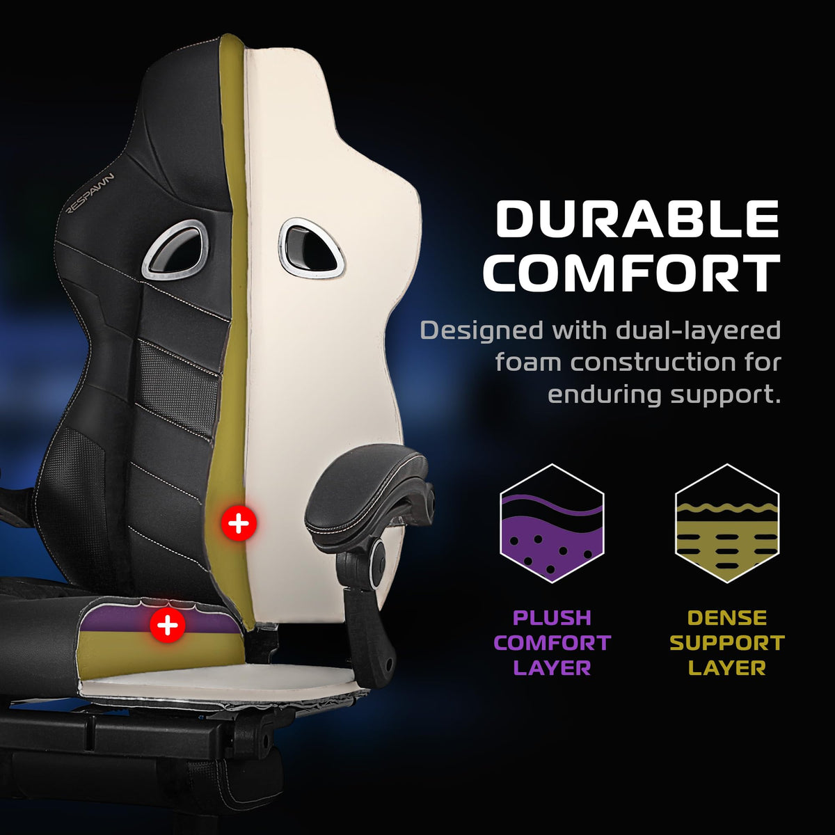 RESPAWN 110 Pro Reclining Gaming Chair with Footrest, Lumbar Support & Headrest