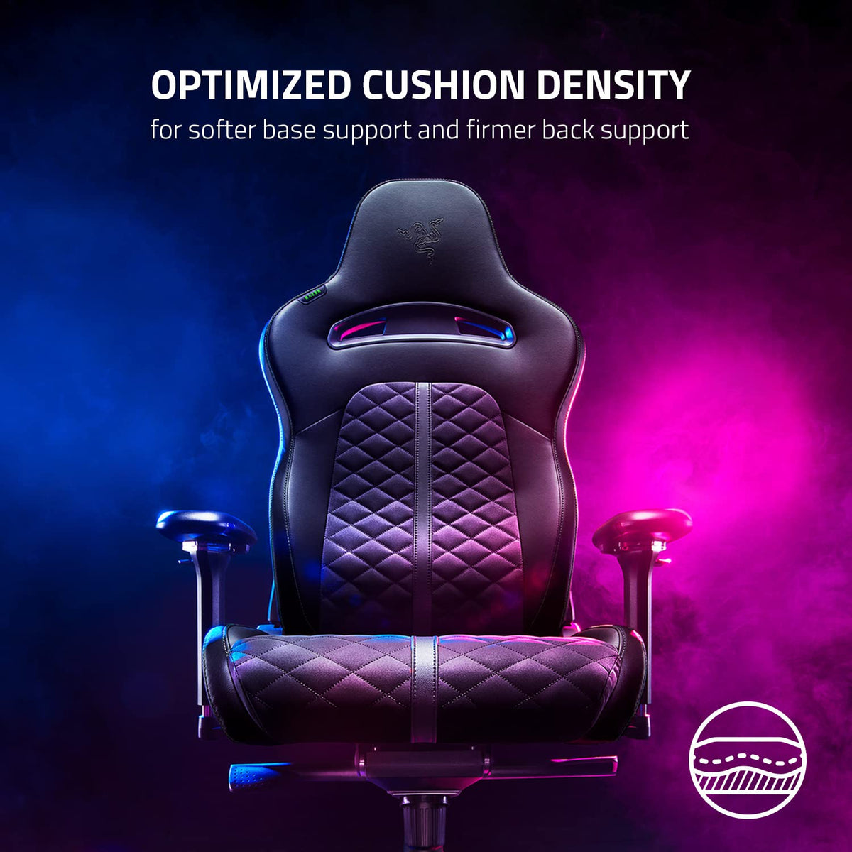 Razer Enki Gaming Chair with Built-in Lumbar Arch, 152° Recline & Eco-Friendly Synthetic Leather