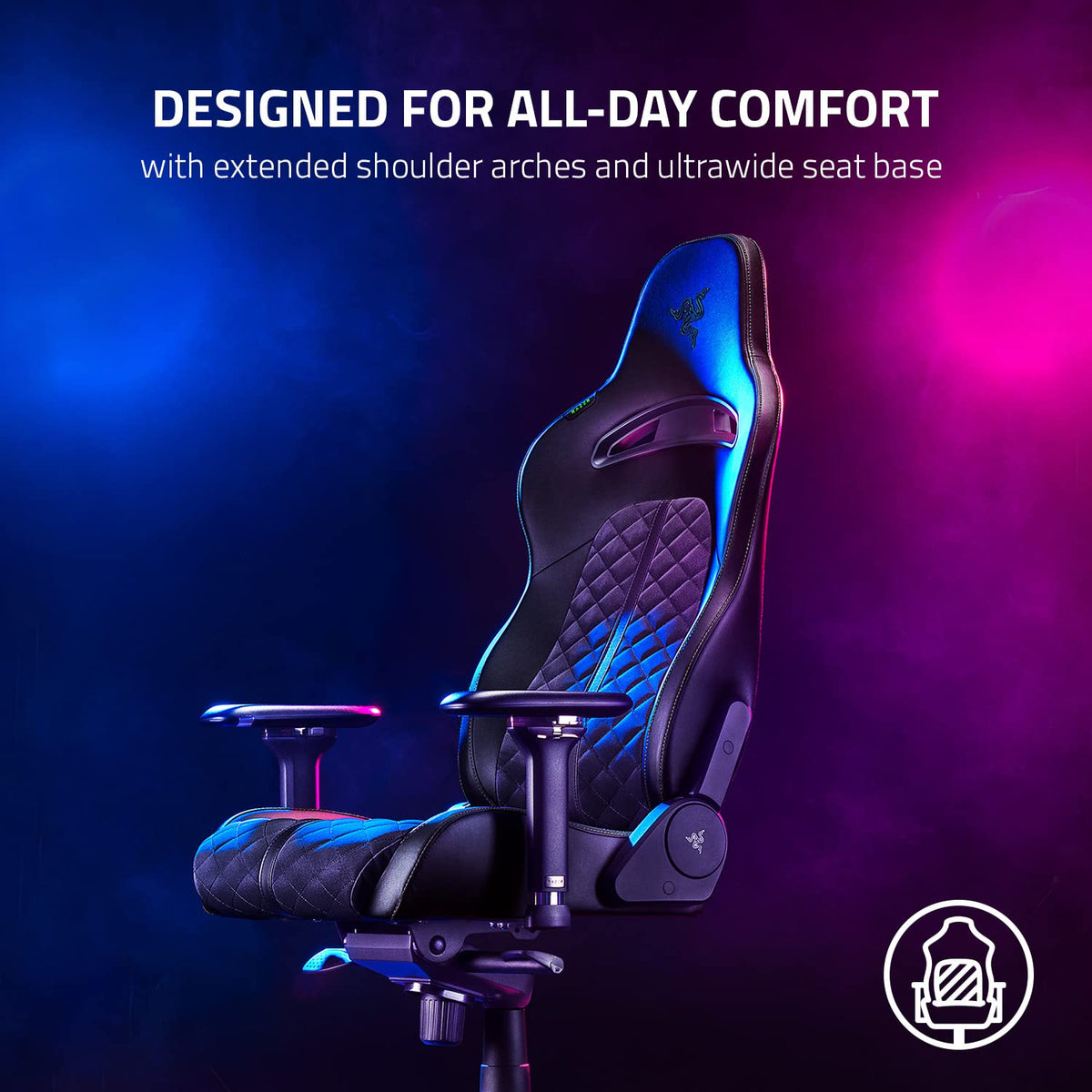 Razer Enki Gaming Chair with Built-in Lumbar Arch, 152° Recline & Eco-Friendly Synthetic Leather