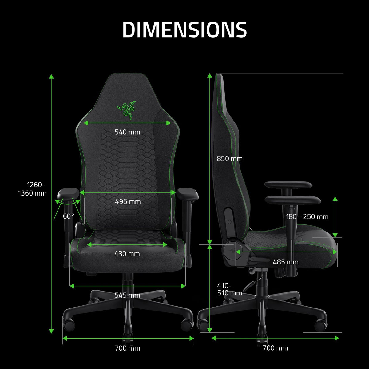 Razer Iskur V2 X Fabric Gaming Chair - Ergonomic Lumbar Support, Plush Breathable Fabric, 152° Recline, Black