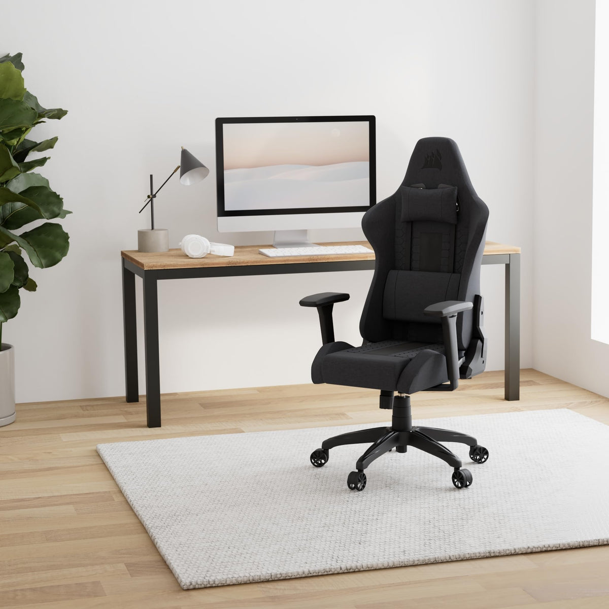 Corsair TC100 Relaxed Fabric Gaming Chair with Adjustable Lumbar Support & Memory Foam Neck Pillow