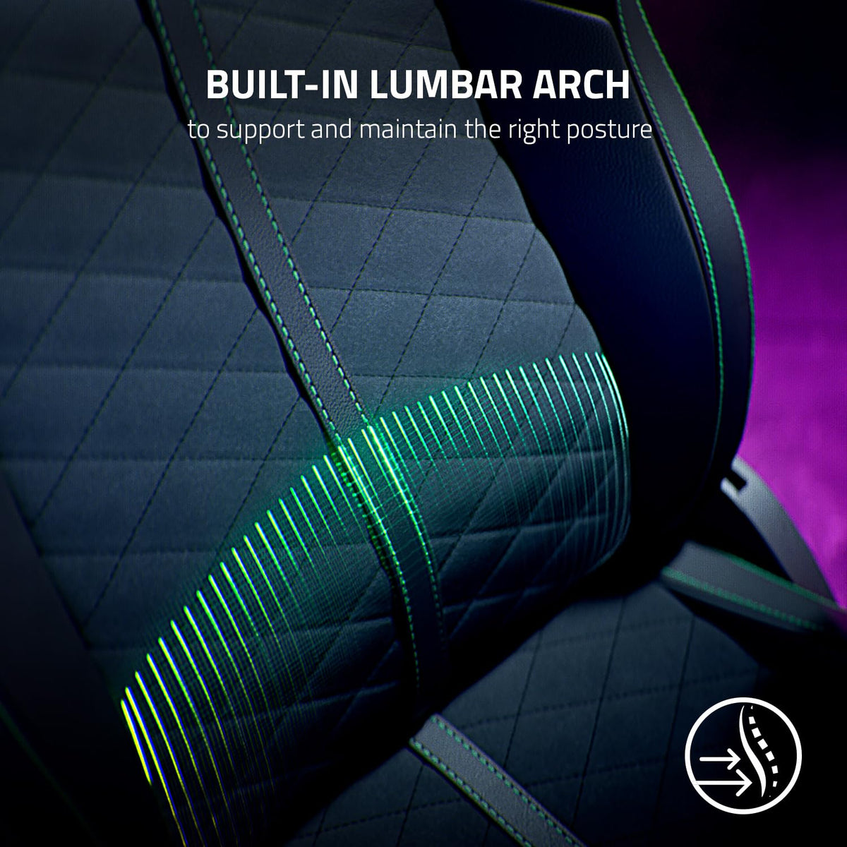Razer Enki Gaming Chair with Built-in Lumbar Arch, 152° Recline & Eco-Friendly Synthetic Leather