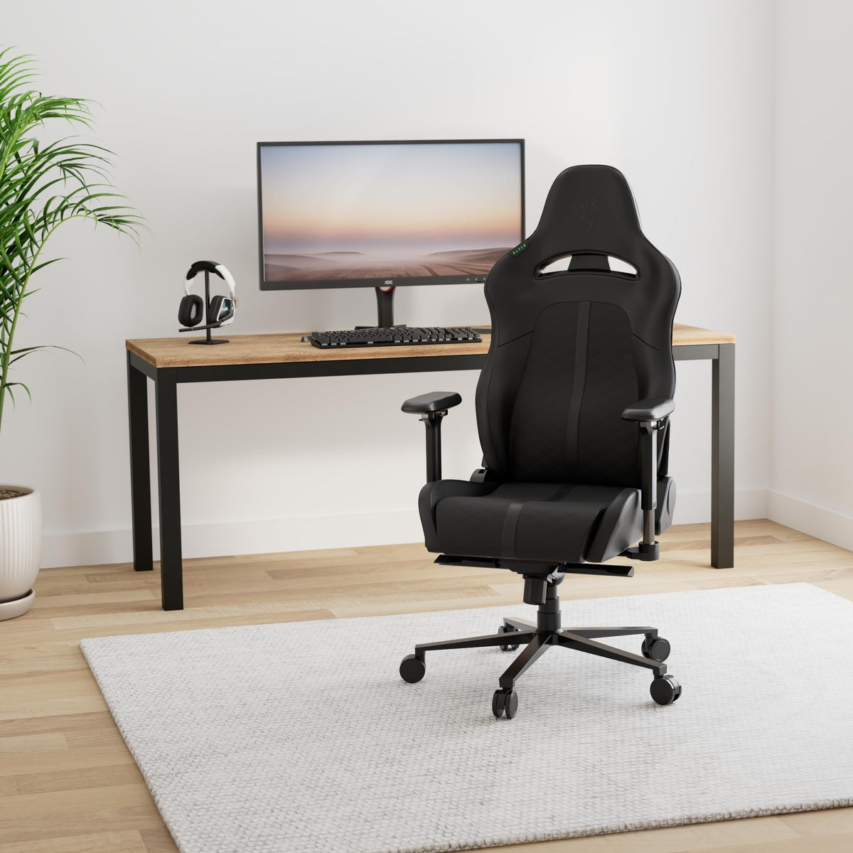 Razer Enki Gaming Chair with Built-in Lumbar Arch, 152° Recline & Eco-Friendly Synthetic Leather