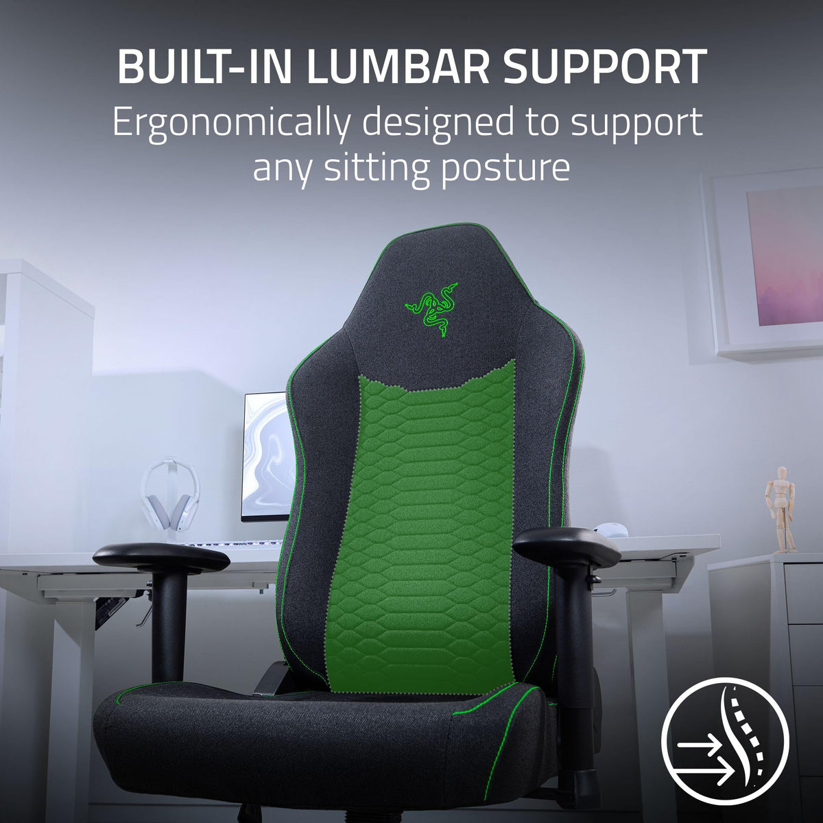 Razer Iskur V2 X L33T Edition Ergonomic Gaming Chair with Built-In Lumbar Support