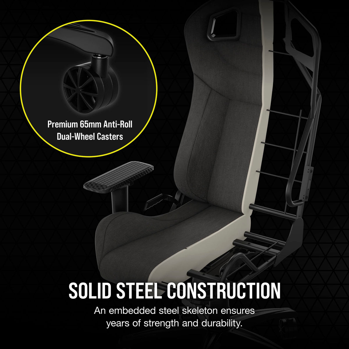 Corsair T3 Rush 2023 Fabric Gaming Chair - Reclining with Memory Foam Lumbar Support