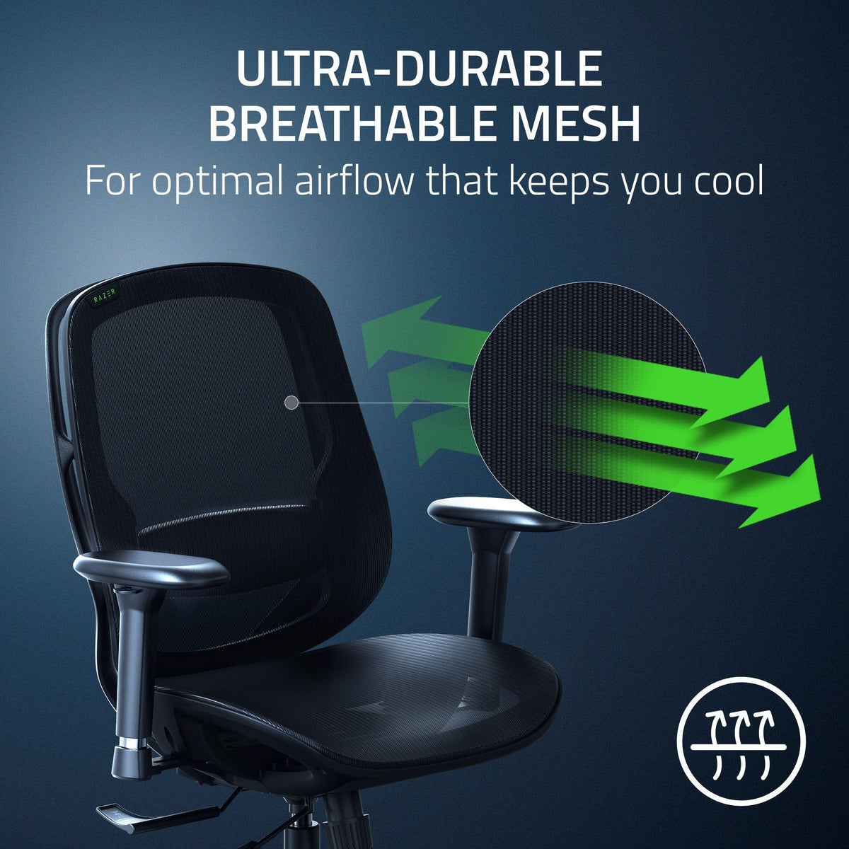 Razer Fujin Breathable Mesh Ergonomic Gaming Chair with 3D Armrests & Synchro-Tilt