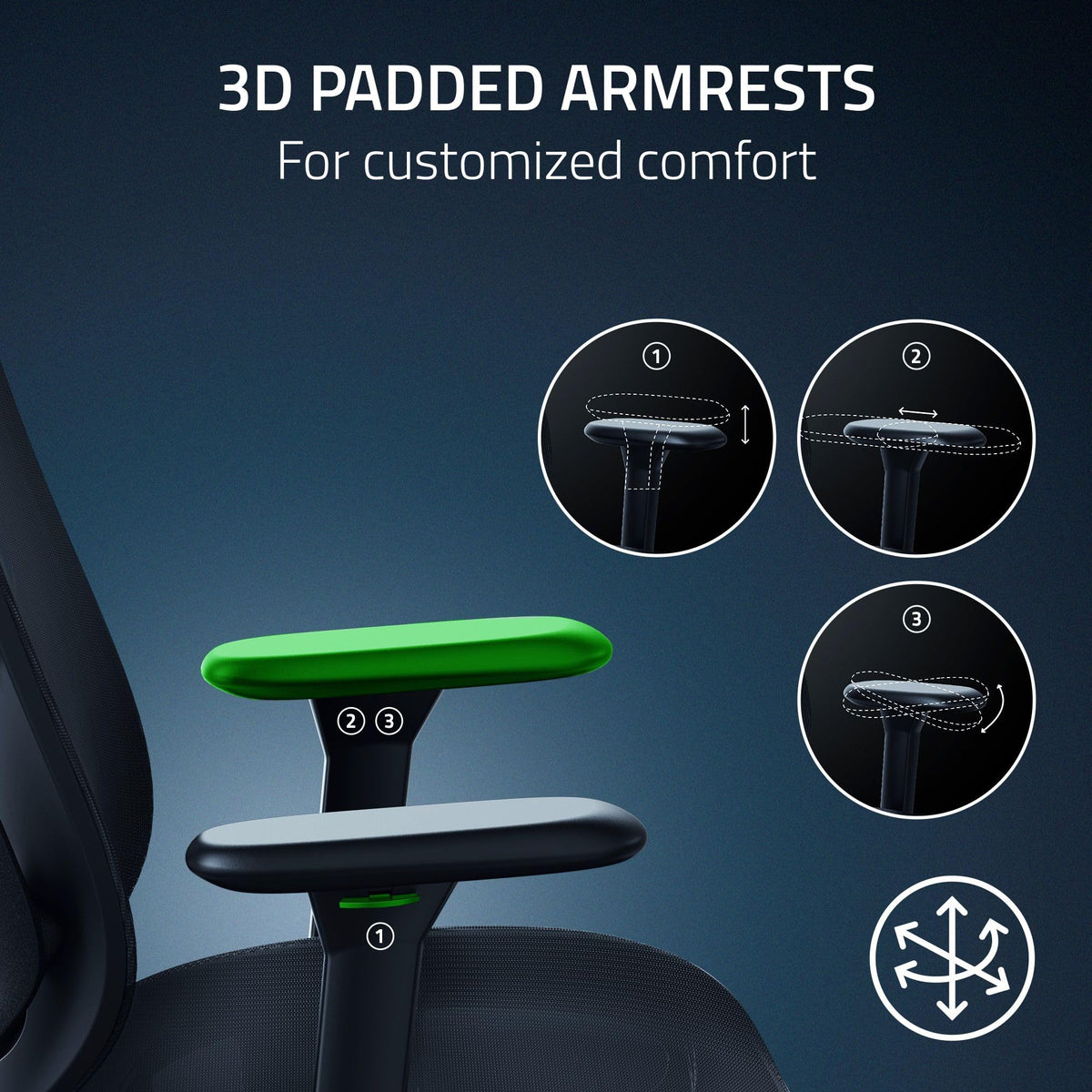 Razer Fujin Breathable Mesh Ergonomic Gaming Chair with 3D Armrests & Synchro-Tilt