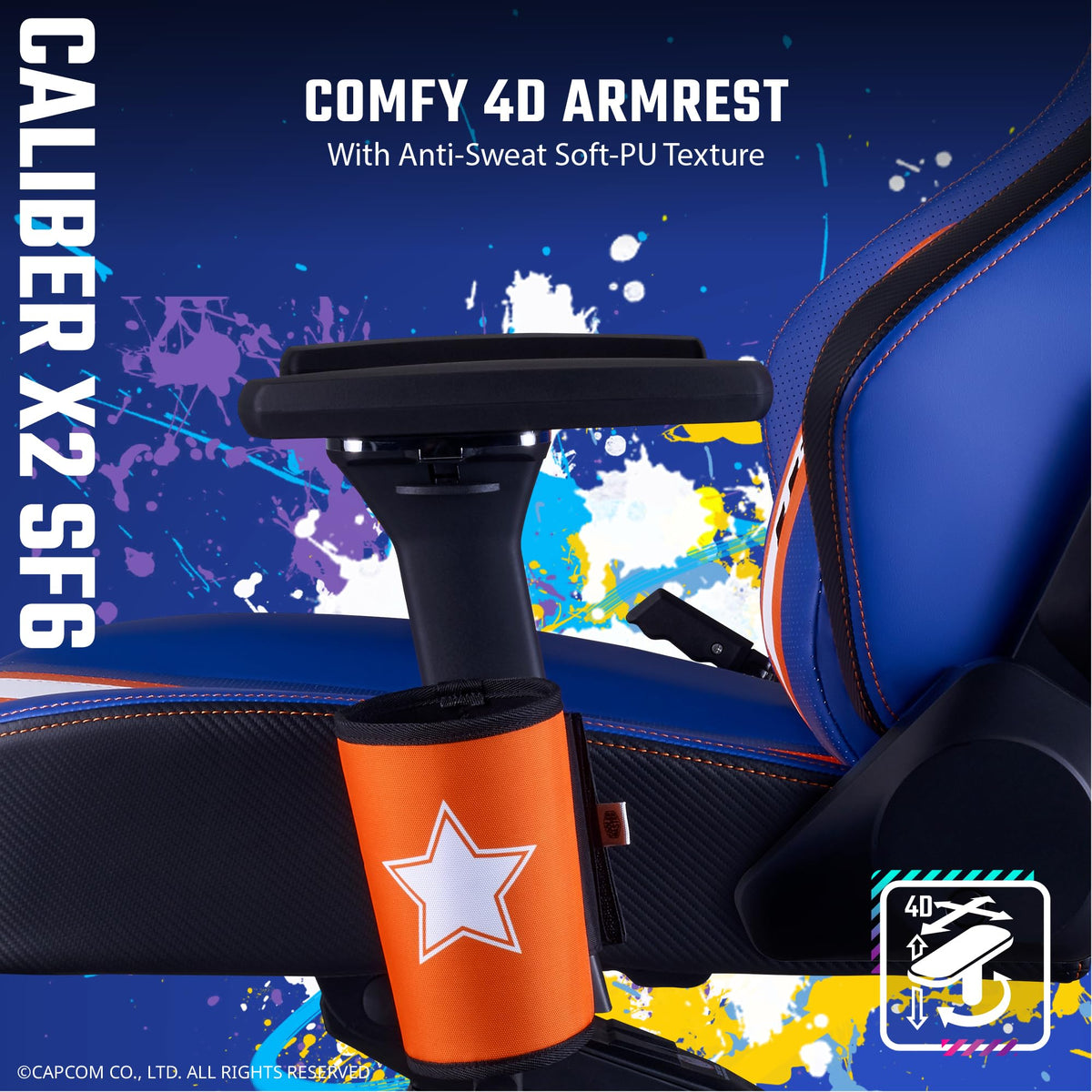 Cooler Master Caliber X2 Street Fighter 6 Luke Gaming Chair - Ergonomic with Lumbar Support
